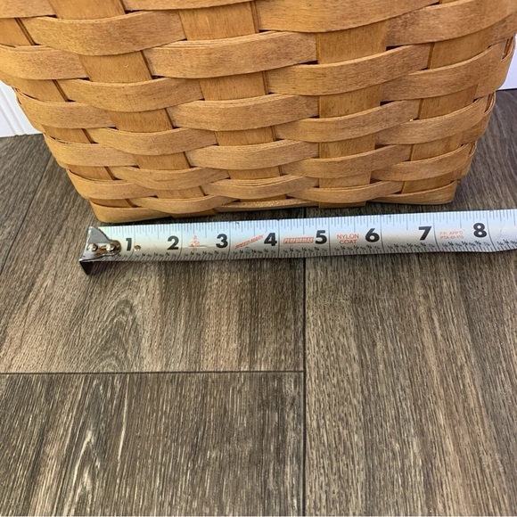 Vintage Longaberger Wall Hanging Tall Key Basket 9.5" Leather Strap & Liner - Picture 4 of 12
